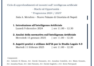 Napoli, al via il Ciclo di approfondimenti sull’intelligenza artificiale” del COA