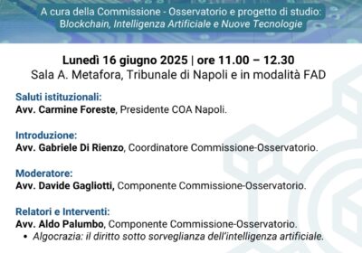 Napoli, il Coa organizza incontro su Intelligenza Artificiale e Confini della Mente