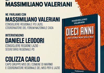 Marino, alla sala Lepanto la presentazione del libro “Dieci Anni” di Massimiliano Valeriani